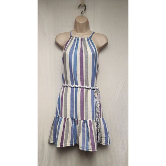 Velvet Heart-Venice Multicolor Lavender Stripe Halter Dress Size Small - Picture 6 of 8
